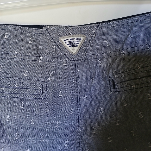 Columbia Womens Sportwear PFG Shorts Size 14 Collegiate Navy White Anchor Print - Picture 7 of 11